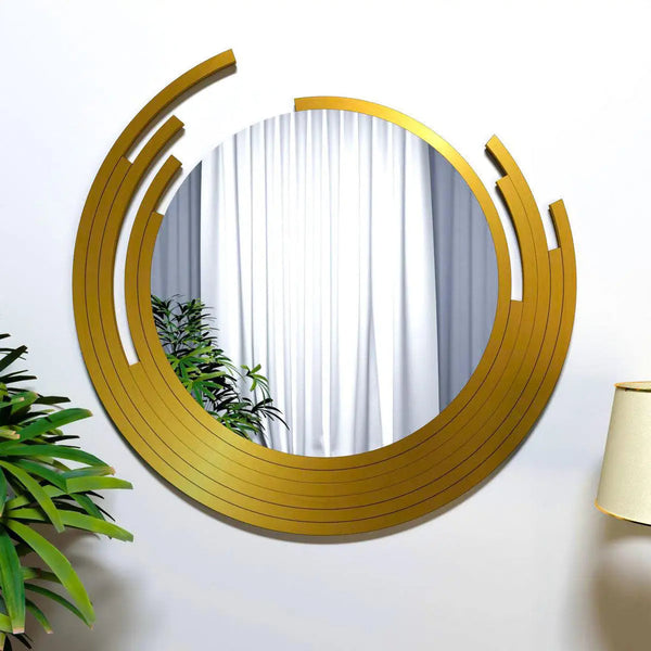 Asymmetric Golden Finish Wall Mirror –