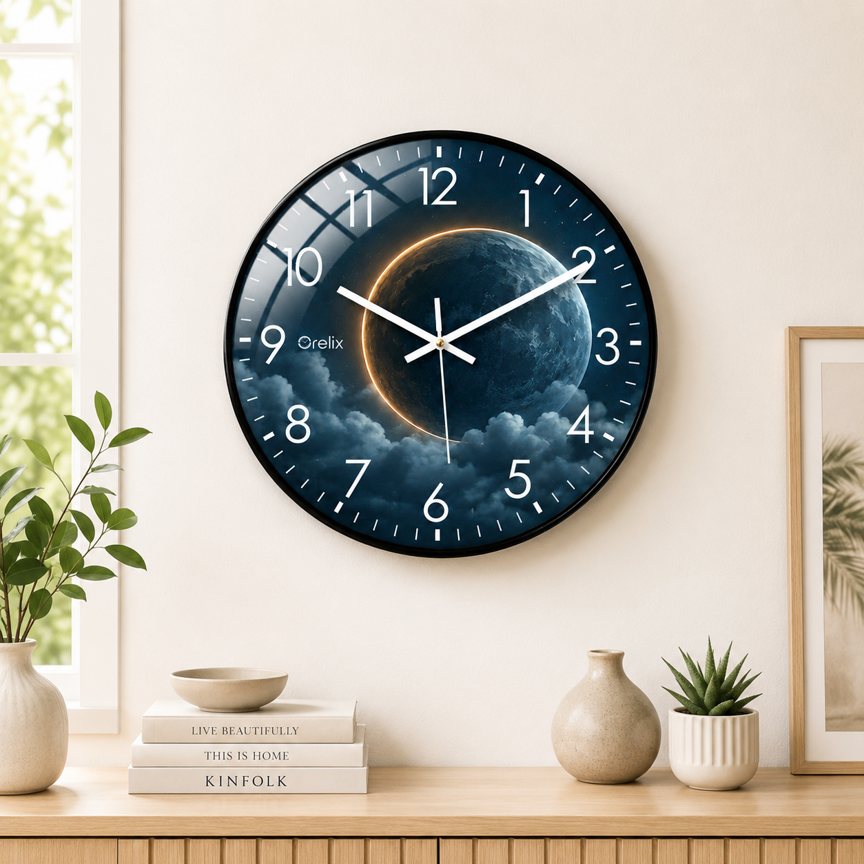 Blue Moon Glass Wall Clock