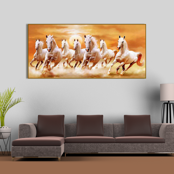 Beautiful Seven Running Horses Canvas Big Wall Painting