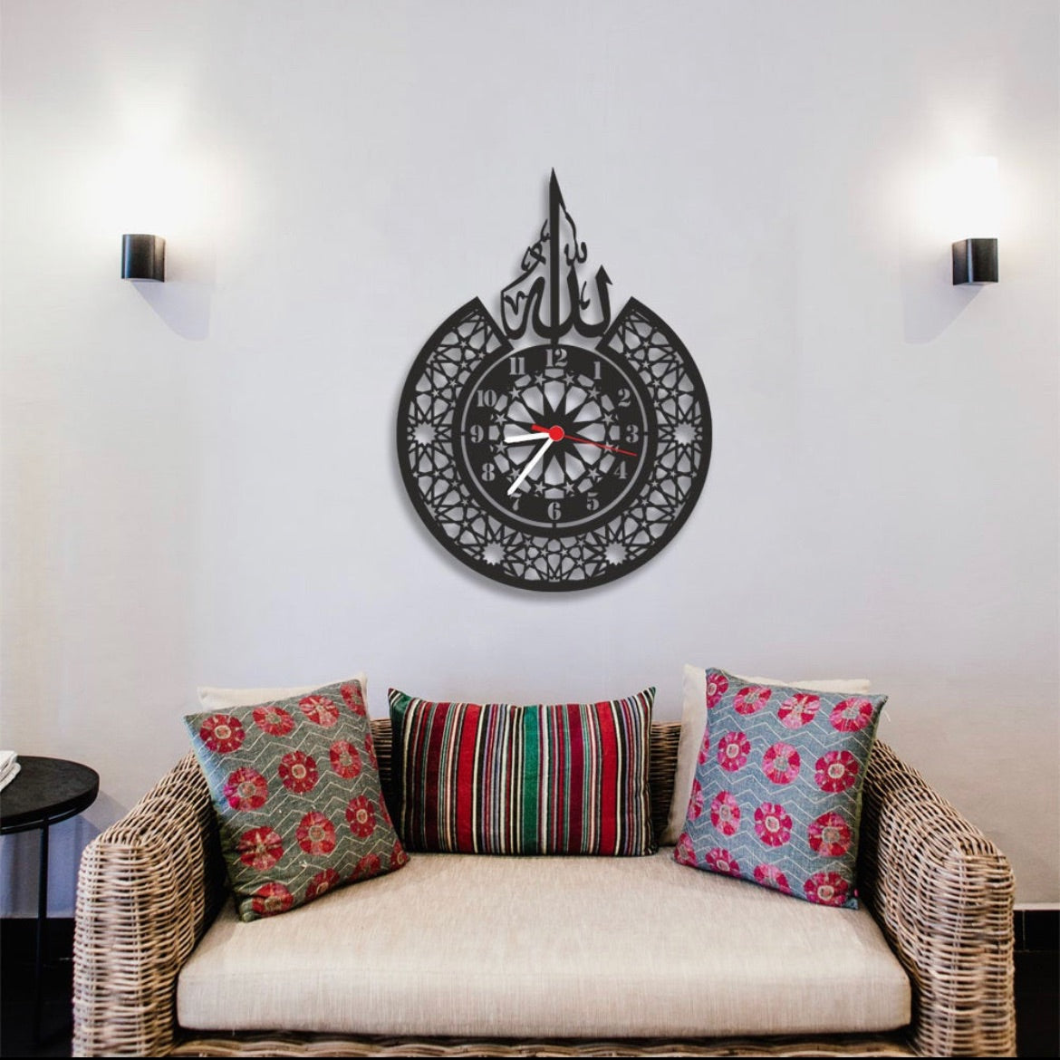 Allah (SWT) name and Classic Metal Islamic Wall Clock