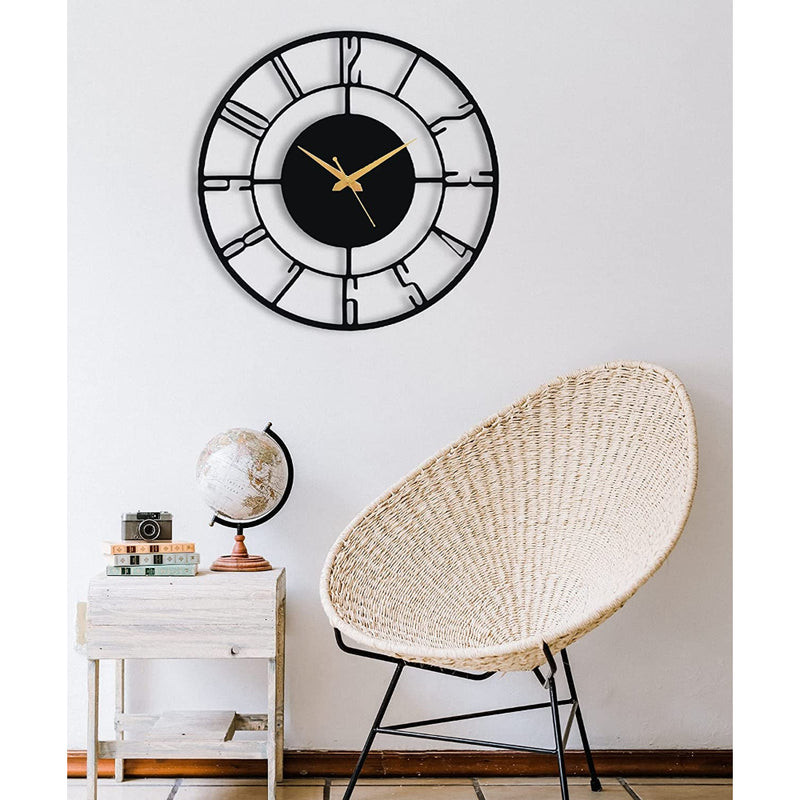 stylish metal black wall clock for home decor