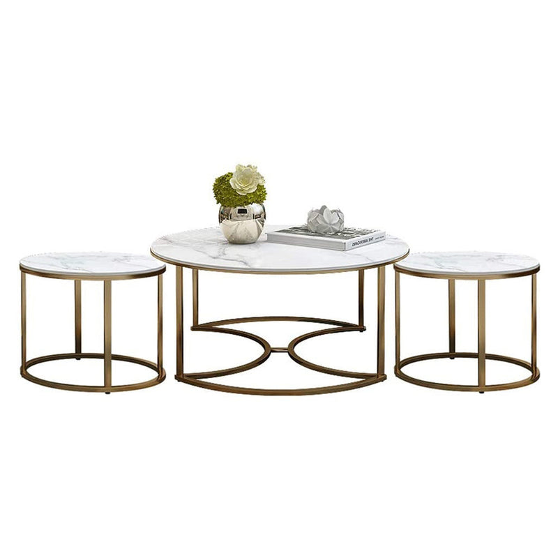 nesting tables set of 3 with golden metal frame