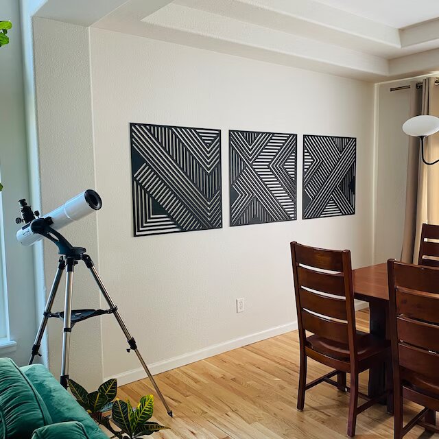 Geometric Lines Panel Set of 3 wall home decor
