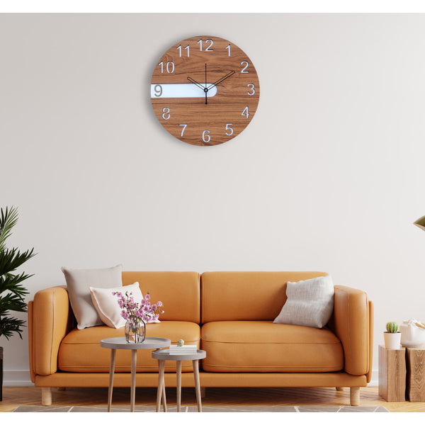  white line wooden wall watch