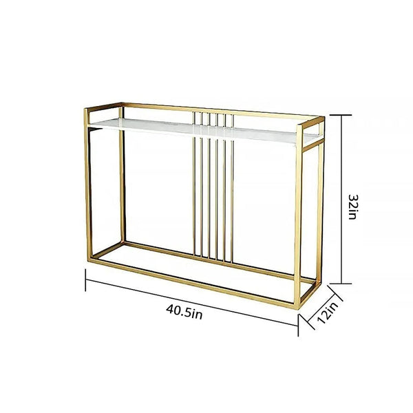 Modern Console Table In Sleek Golden Rods Design