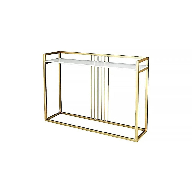 Modern Console Table In Sleek Golden Rods Design