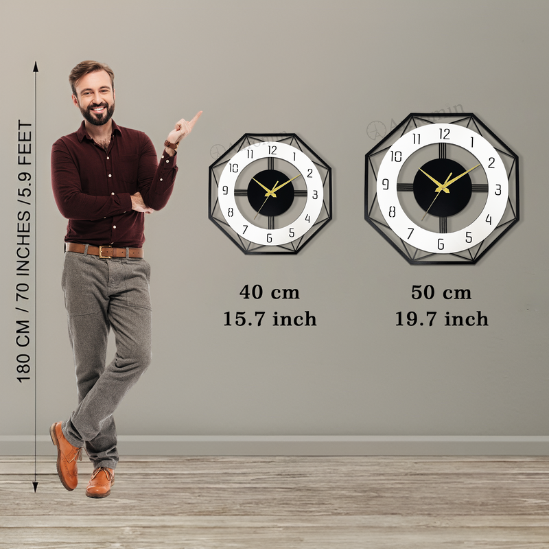 Antique Hexagon Stylish Metal Wall Clock