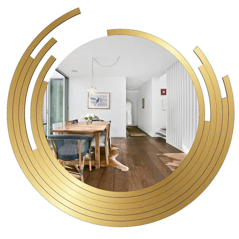 Asymmetric Golden Finish Wall Mirror