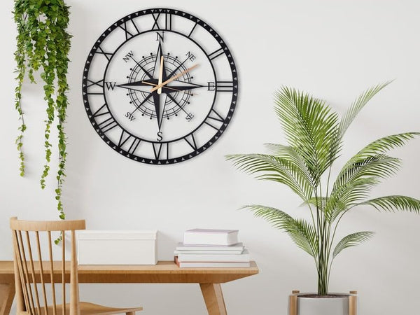 Directions Roman Number Metal Wall Clock