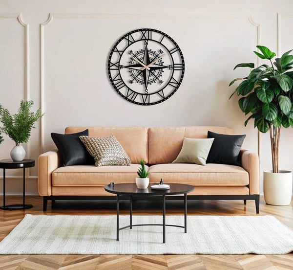 Directions Roman Number Metal Wall Clock