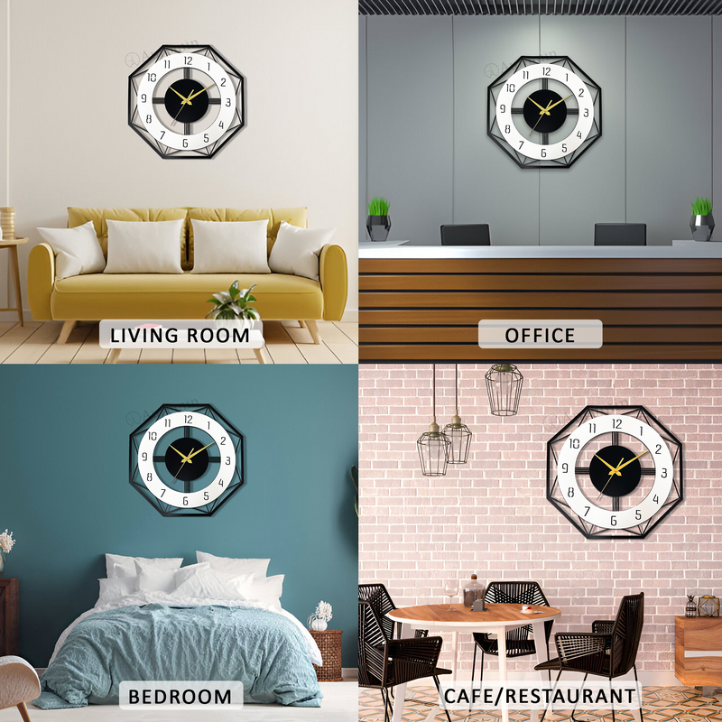Antique Hexagon Stylish Metal Wall Clock