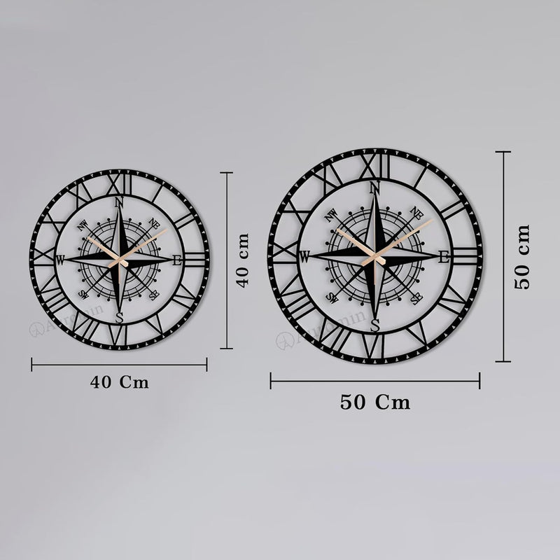 Directions Roman Number Metal Wall Clock