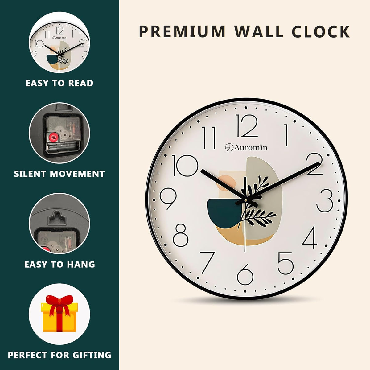 Designer Ivory Leaf Glass Wall Clock