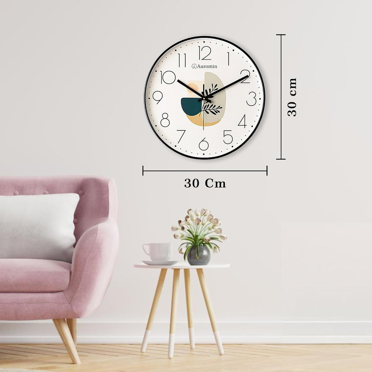Designer Ivory Leaf Glass Wall Clock