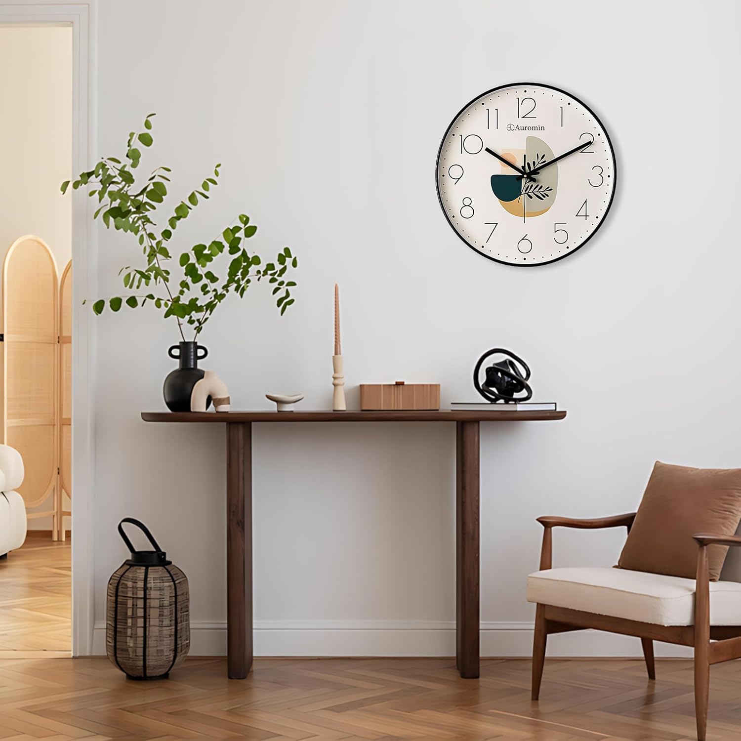 Designer Ivory Leaf Glass Wall Clock