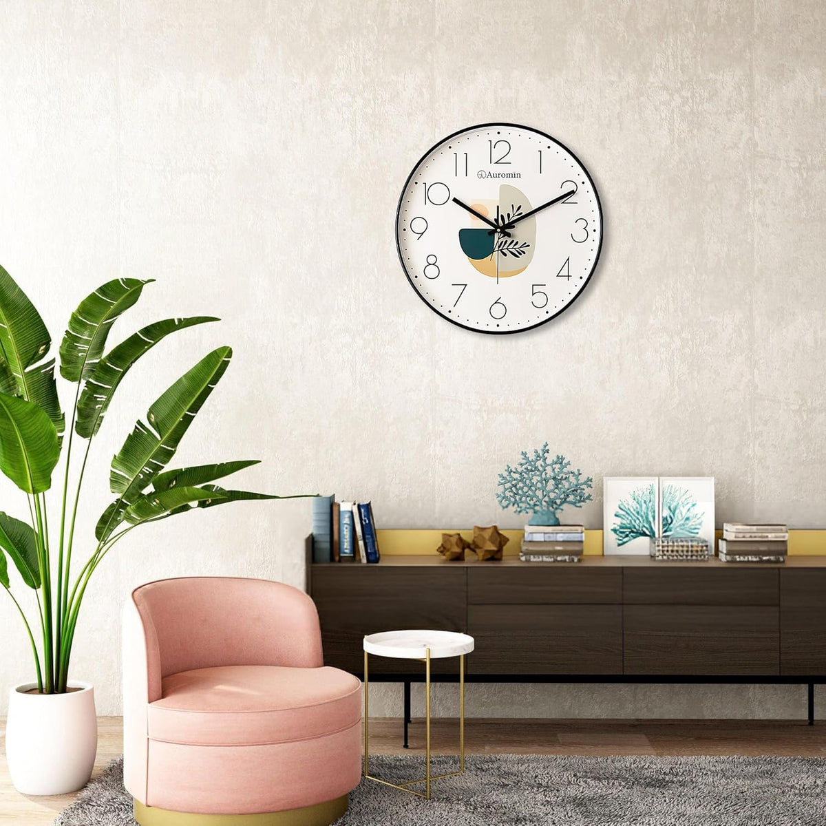 Designer Ivory Leaf Glass Wall Clock