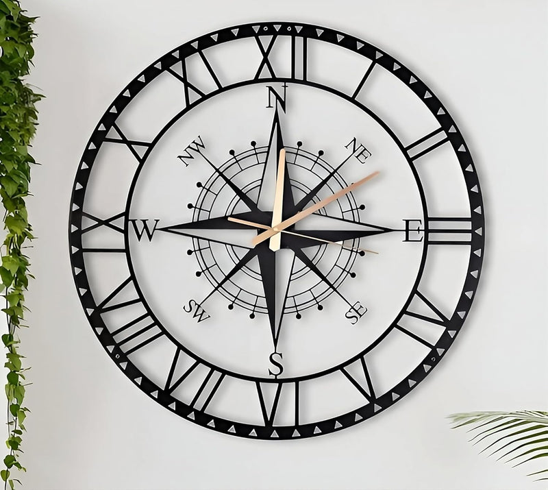 Directions Roman Number Metal Wall Clock