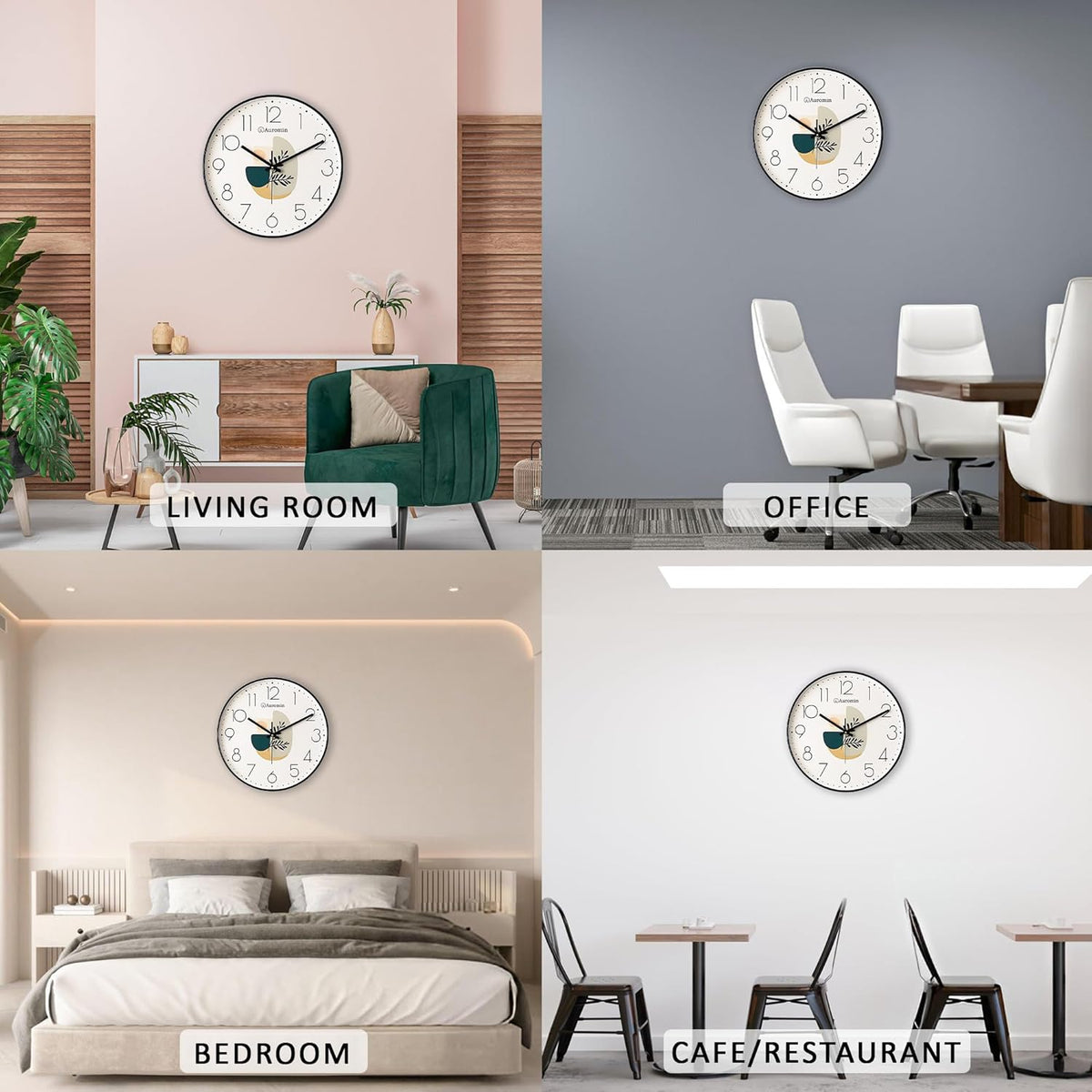 Designer Ivory Leaf Glass Wall Clock