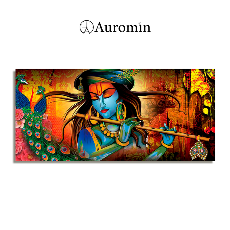 Lord Krishna Playing Flute Premium Wall Painting