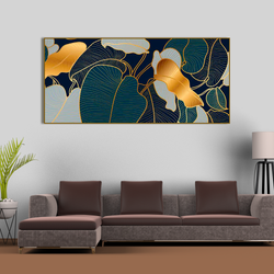 Luxury Golden Art Monstera Leaves Canvas wall Painting