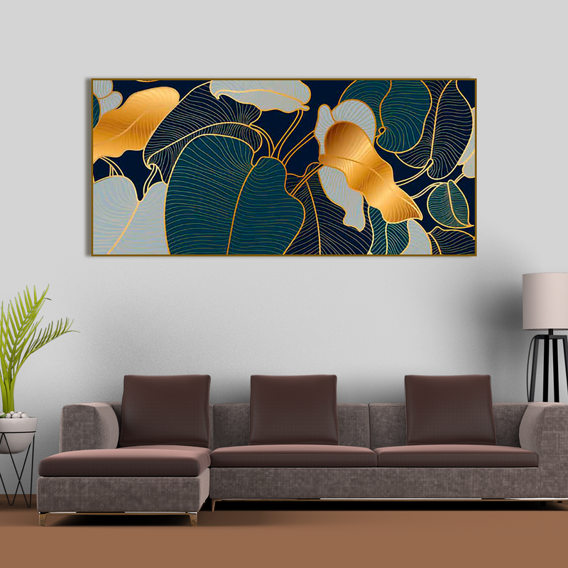 Luxury Golden Art Monstera Leaves Canvas wall Painting