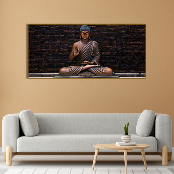 Lord Buddha Meditating Statue Canvas Wall Painting