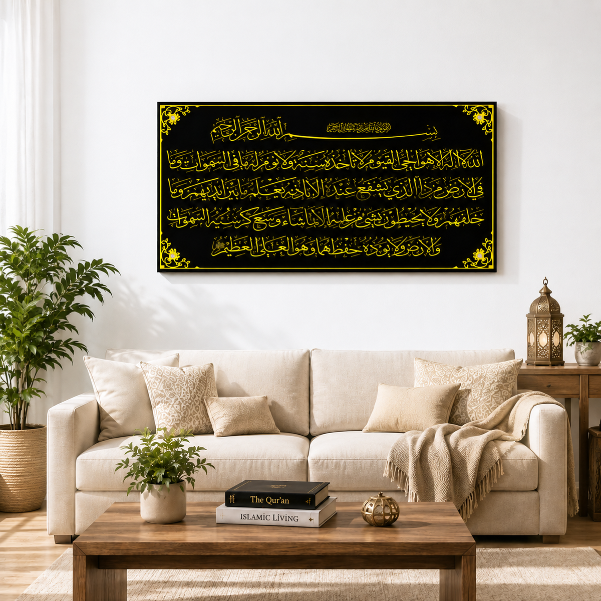 Horizontal Ayatul Kursi Calligraphy – Modern Islamic Wall Décor