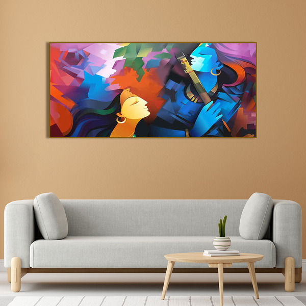 Lord Radha Krishna Premium Abstract  Canvas Wall Painting