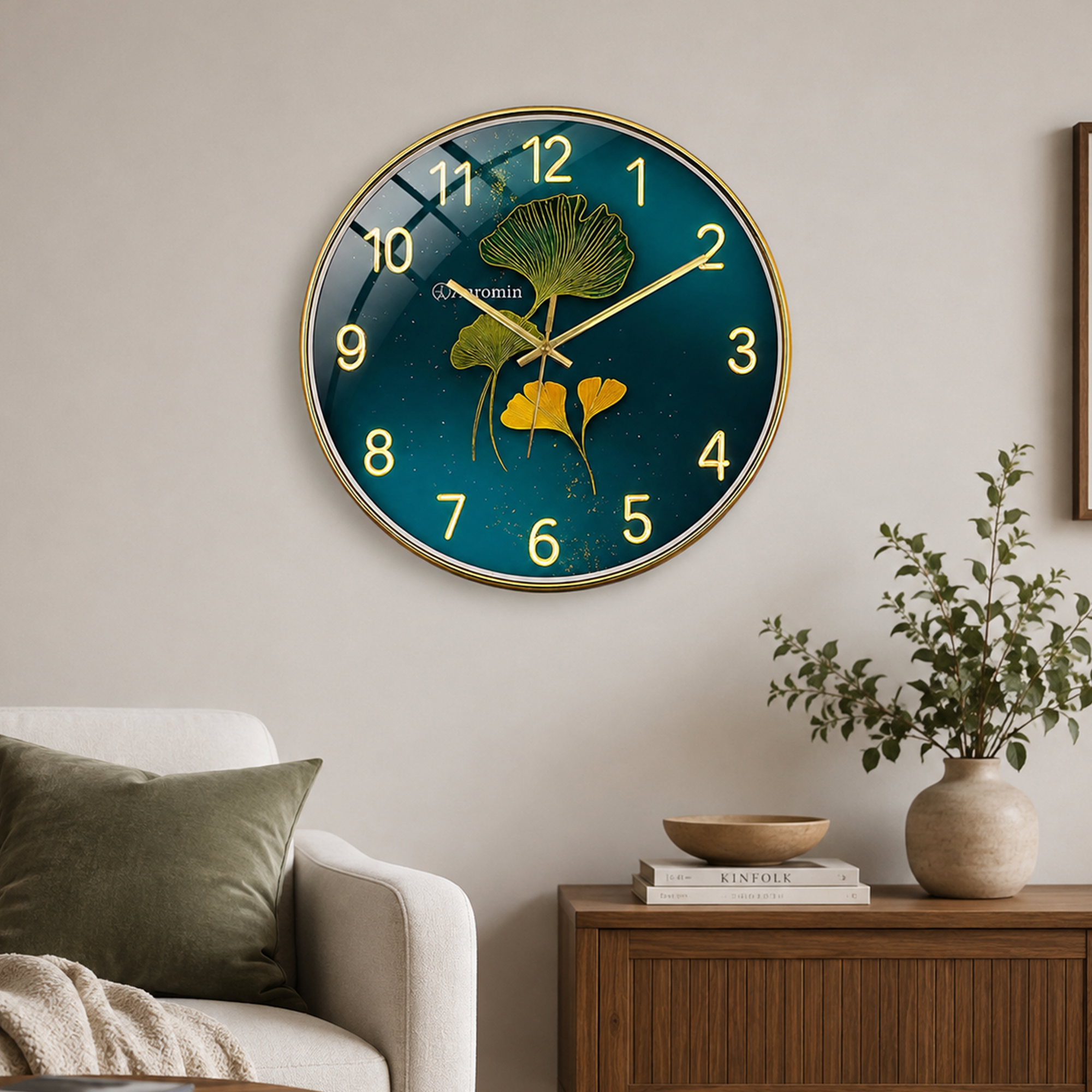 Leafart Green Glass Wall Clock