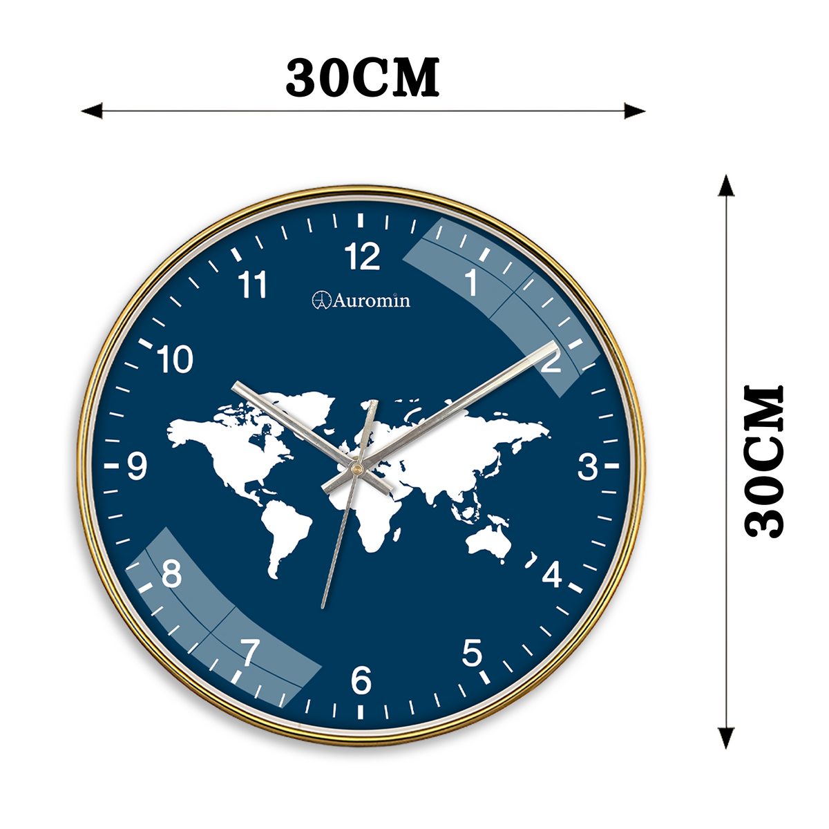 World Blue Map Glass Wall Clock