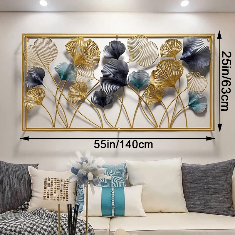 Double Frame With Leaf Metal Wall Art