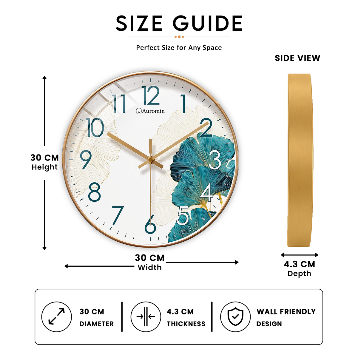 Blue White Glass Wall Clock