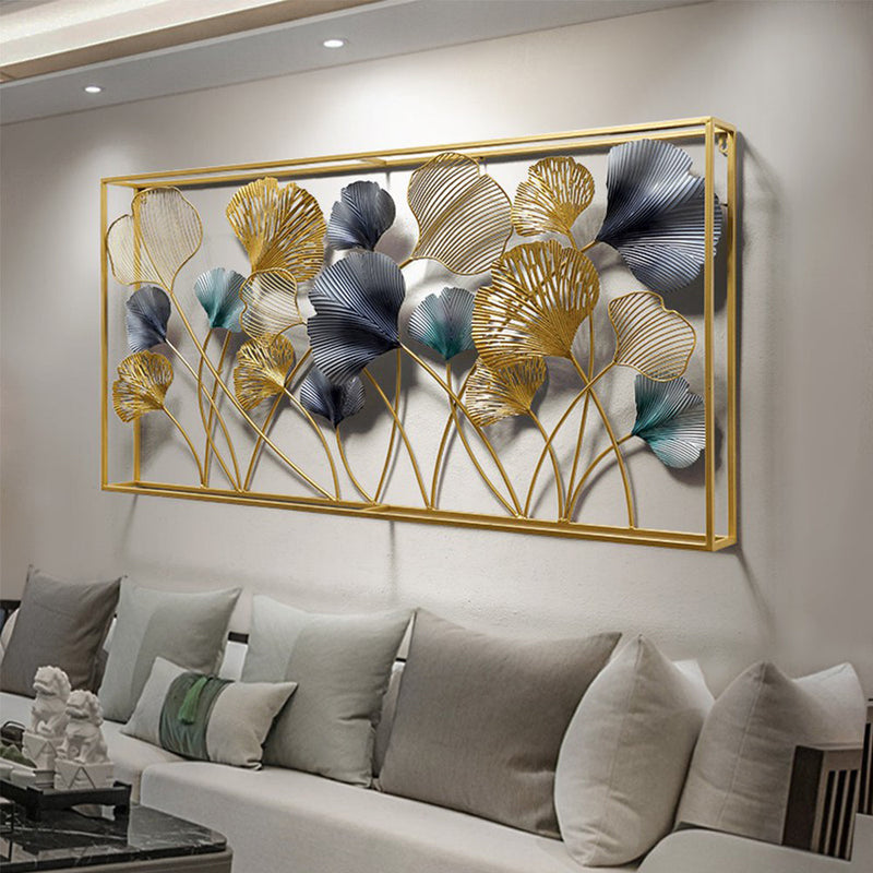Double Frame With Leaf Metal Wall Art