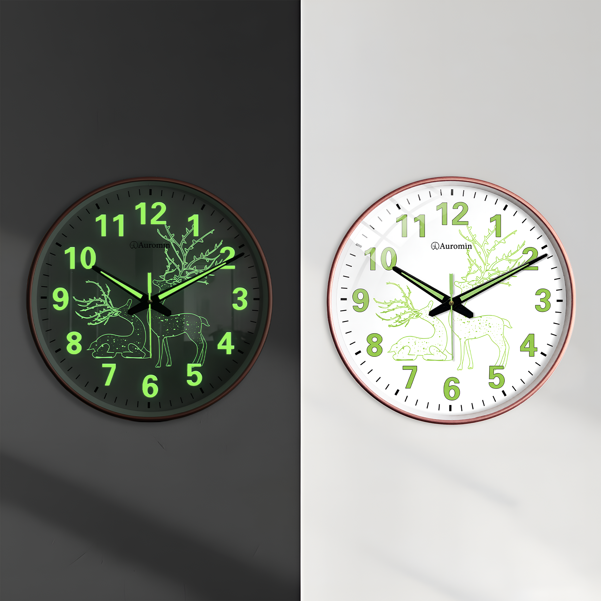 Glow in Dark Radium Deer Clock