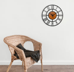 Designer Roman Metal/Wooden Wall clock
