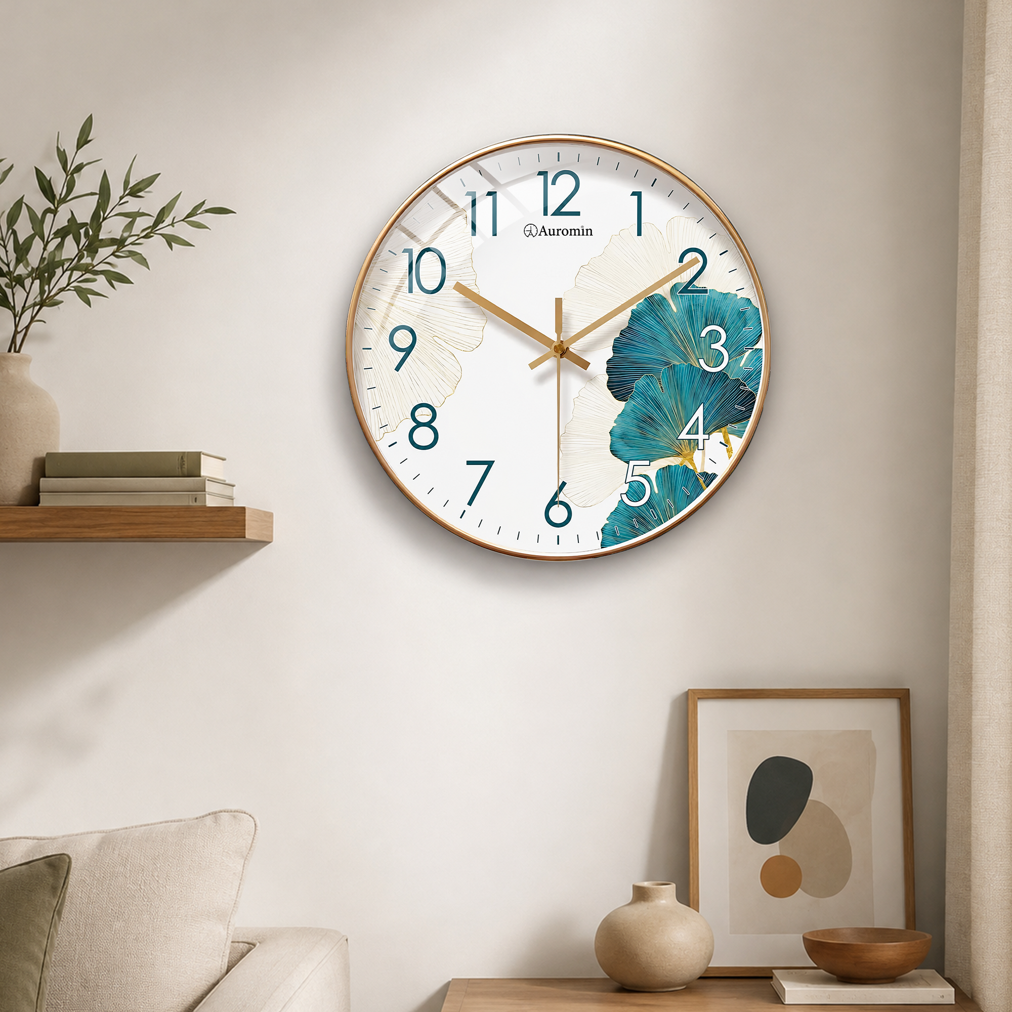 Blue White Glass Wall Clock