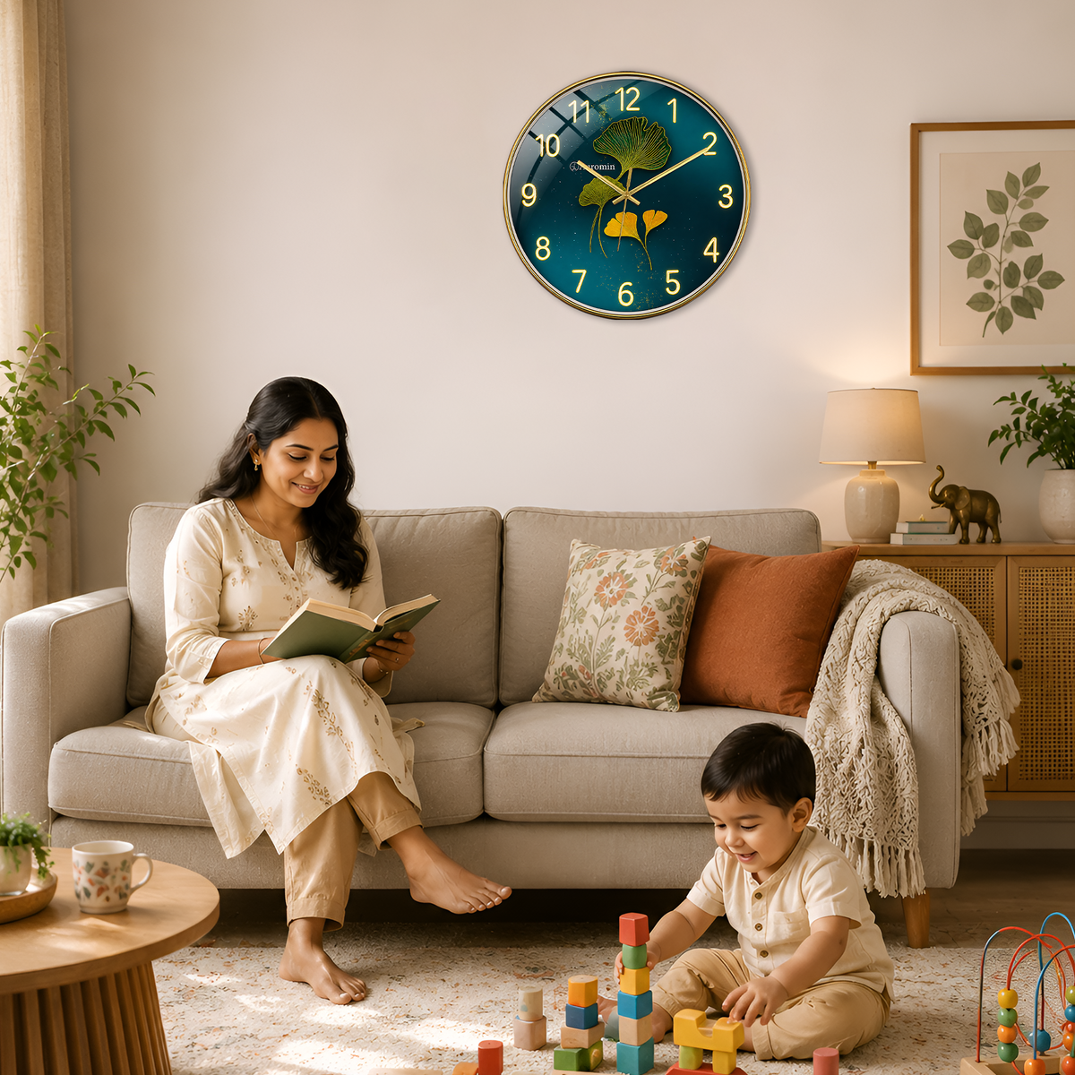Leafart Green Glass Wall Clock