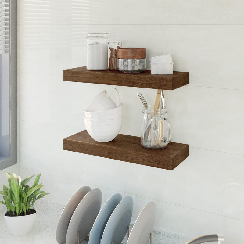 Modern Wood Floating Shelves, for Kitchen Bathrooom (Set of 3)
