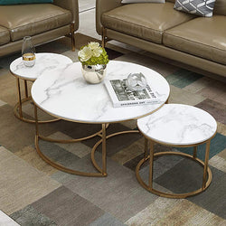  Nesting coffee Tables with white marble 