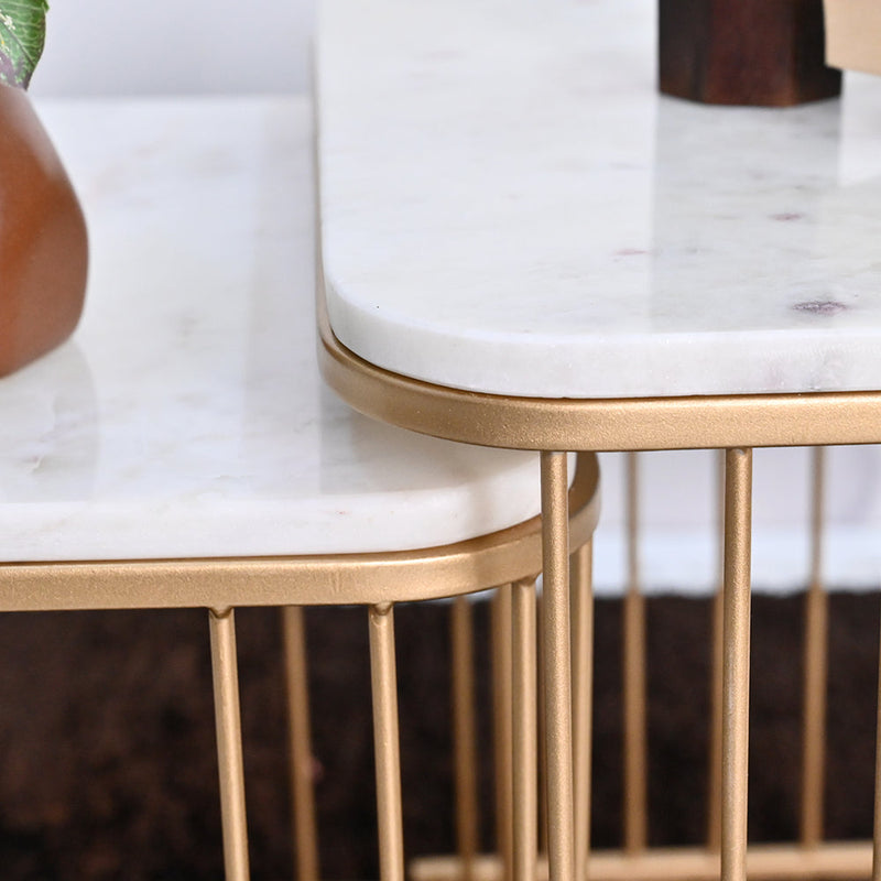 metallic marble coffee table set of 2
