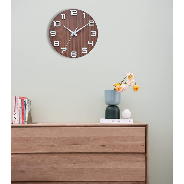 round brown Wooden Wall Clock