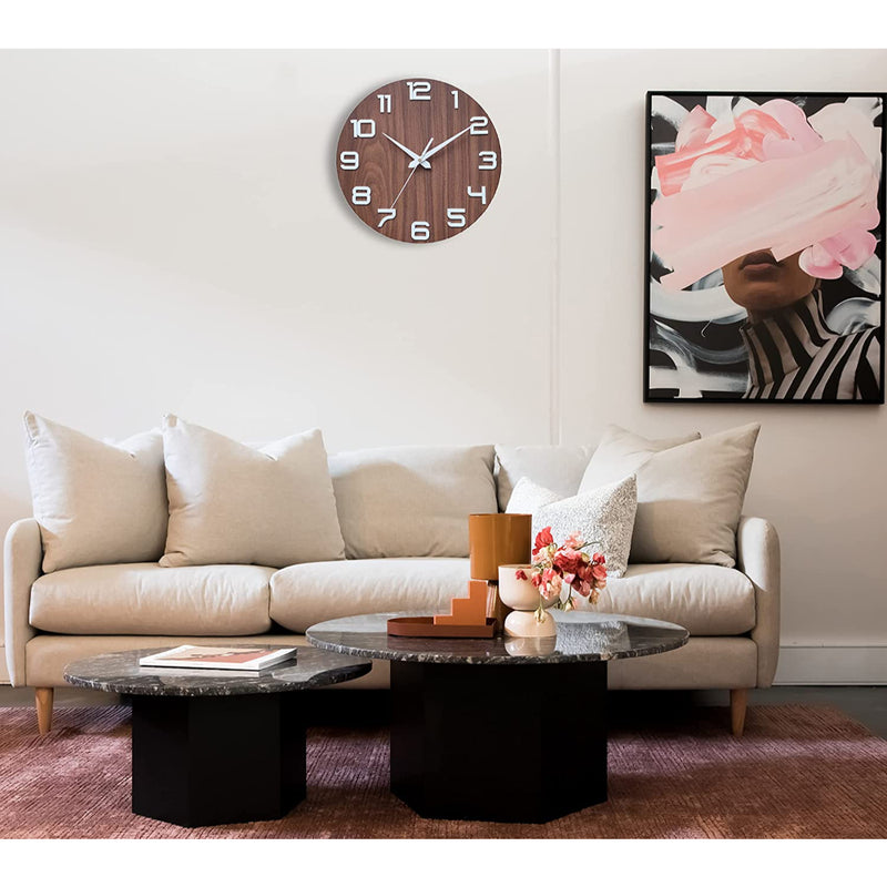 simple elegant wooden wall clock for living room