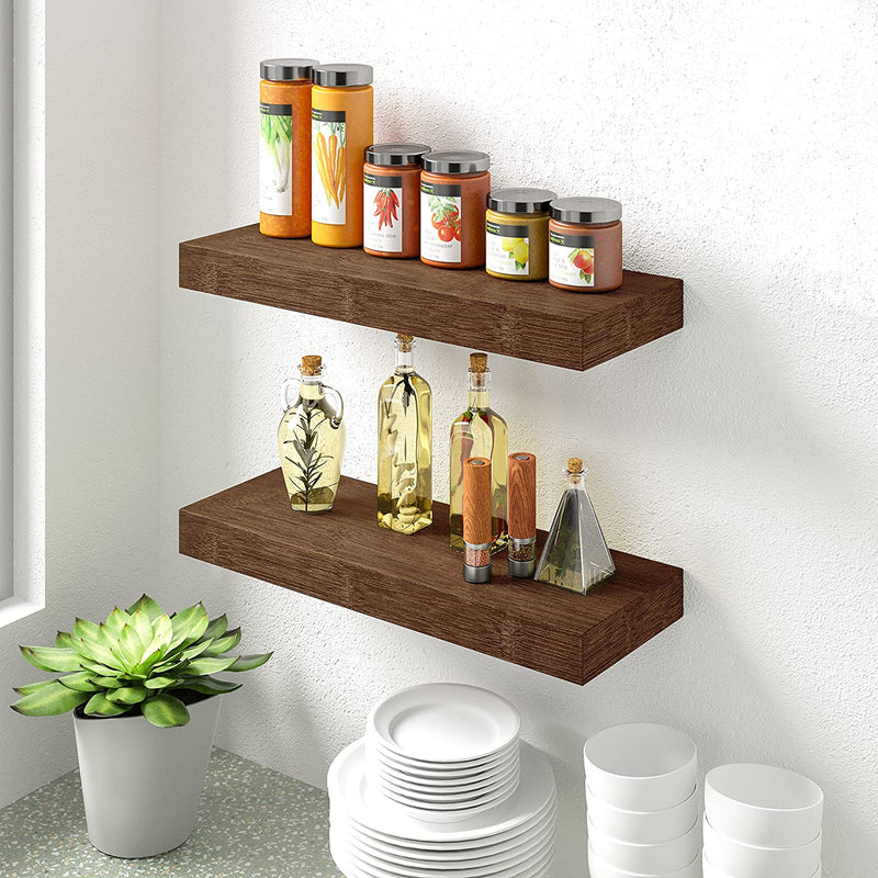 Modern Wood Floating Shelves, for Kitchen Bathrooom (Set of 3)