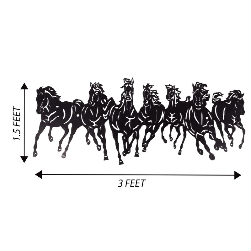 Metal seven horses wall art 3x1.5 feet