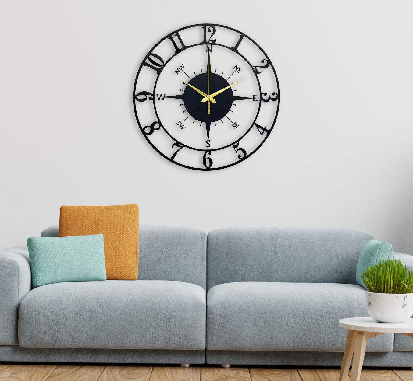 Derection metal wall clock