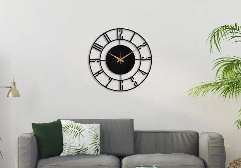 Designer Number Wall clock Metal black