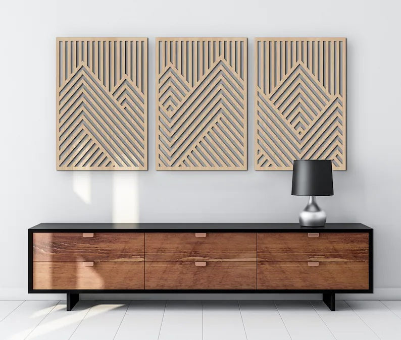  Geometric Wooden Artwork set of 3