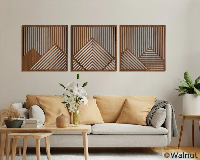 geometric wooden wall decor for living room