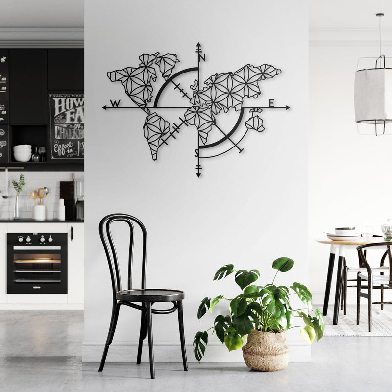 stylish world map wall decor