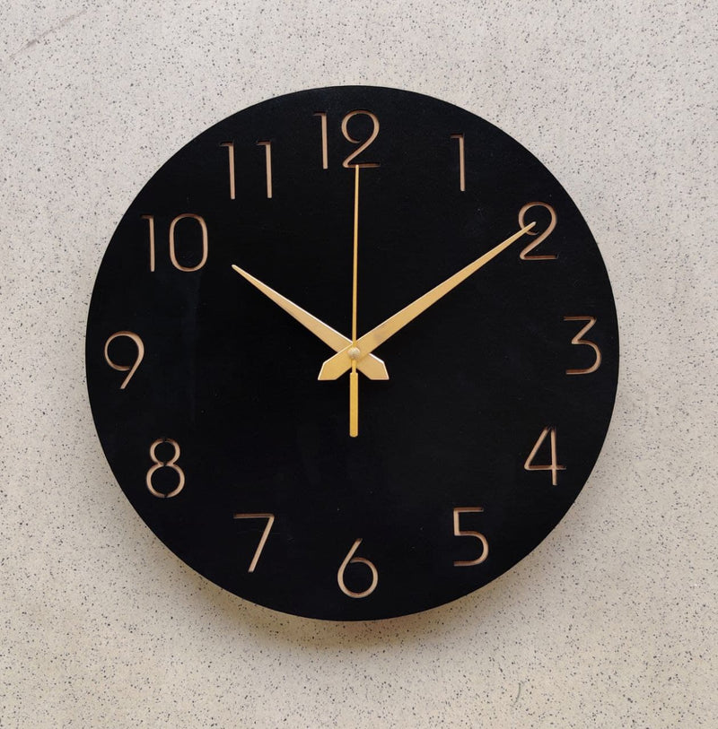 wooden wall clock in black color
